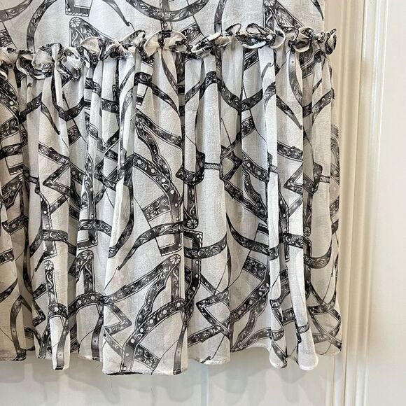 Thomas Wylde Grey Butterfly Print Layered Silk Chiffon Dress Women’s XS - Picture 3 of 9